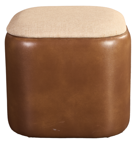 Modern Cube Ottoman with Two-Toned Upholstery