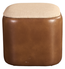 Modern Cube Ottoman with Two-Toned Upholstery