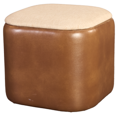 Modern Cube Ottoman with Two-Toned Upholstery