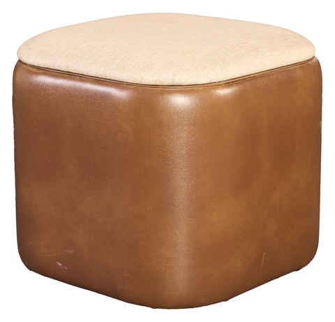 Modern Cube Ottoman with Two-Toned Upholstery