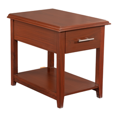 Glossy Compact Side Table – Light Shisham Finish with Drawer & Shelf