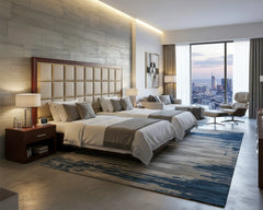 Upholstered Twin Beds with Shared Headboard