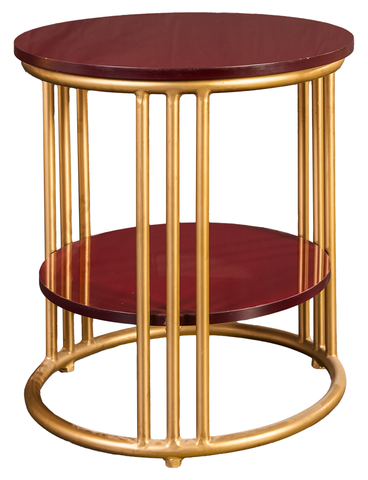 Aurum Trio Table Set – Burgundy & Gold Metal Accent Tables