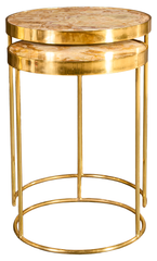 Luna Nesting Coffee Tables – Marble Finish with Gold Frame