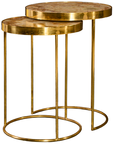 Luna Nesting Coffee Tables – Marble Finish with Gold Frame