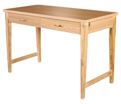 Wooden Study Table with Drawers – Rustic Modern Writing Desk | Home Office Furniture