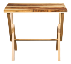 Rustic Foldable Wooden Side Table – Portable Design with Epoxy Finish