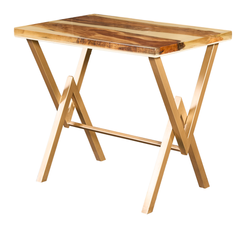 Rustic Foldable Wooden Side Table – Portable Design with Epoxy Finish