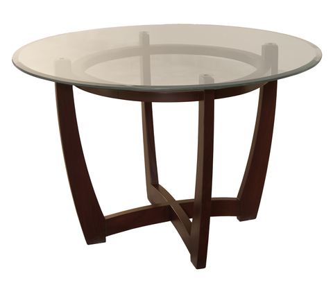 Round Glass-Top Dining Table – Keeker Wood Base
