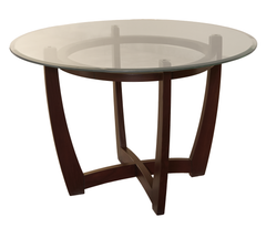 Round Glass-Top Dining Table – Keeker Wood Base