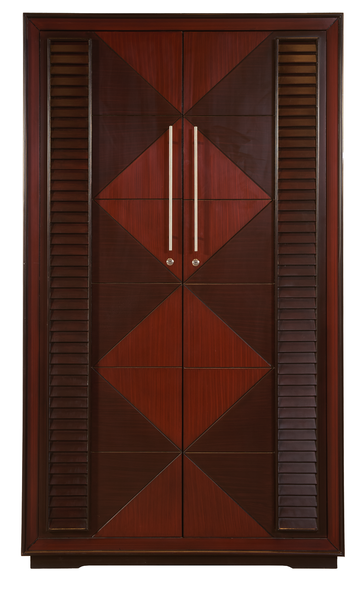 Geometric Luxe Wooden Almirah – Grand Storage in Statement Style