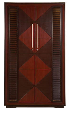 Geometric Luxe Wooden Almirah – Grand Storage in Statement Style