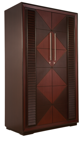 Geometric Luxe Wooden Almirah – Grand Storage in Statement Style