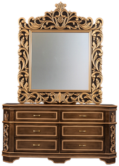 Luxury King Bedroom Set – Golden Antique Finish, Ornate Carvings, Tufted Upholstery