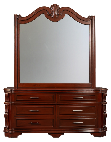 Classic King Bedroom Set – Vintage Style with Curved Headboard & Dresser