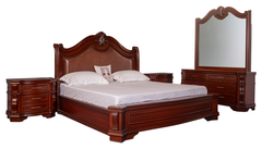 Classic King Bedroom Set – Vintage Style with Curved Headboard & Dresser