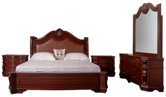 Classic King Bedroom Set – Vintage Style with Curved Headboard & Dresser