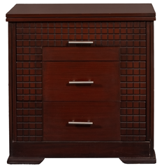 Check Wood King Bedroom Set – Grid-Pattern Headboard, Dresser & Side Tables