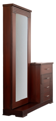 Check Wood King Bedroom Set – Grid-Pattern Headboard, Dresser & Side Tables