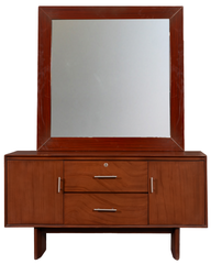 Modern Walnut Finish Bed Set with Sleek Dressing Table & Side Table — Contemporary Elegance Redefined