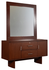 Modern Walnut Finish Bed Set with Sleek Dressing Table & Side Table — Contemporary Elegance Redefined