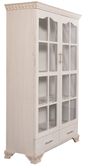 Elegant White Luxe King Bedroom Set – Tufted Headboard, Mirror Dresser & Showcase