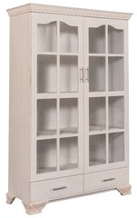 Elegant White Luxe King Bedroom Set – Tufted Headboard, Mirror Dresser & Showcase