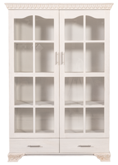 Elegant White Luxe King Bedroom Set – Tufted Headboard, Mirror Dresser & Showcase