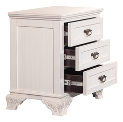 Elegant White Luxe King Bedroom Set – Tufted Headboard, Mirror Dresser & Showcase