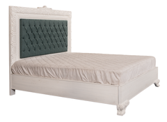 Elegant White Luxe King Bedroom Set – Tufted Headboard, Mirror Dresser & Showcase