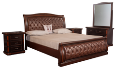 Urban Luxe Classic Tufted King Bedroom Set – Rich Walnut Finish with Carved Accents