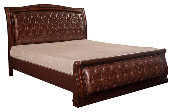 Urban Luxe Classic Tufted King Bedroom Set – Rich Walnut Finish with Carved Accents