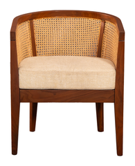 Cane-Back Barrel Chair – Handwoven Design with Solid Shisham Wood Frame