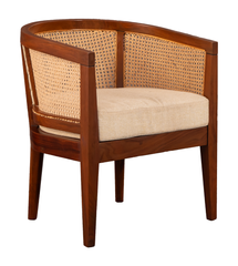 Cane-Back Barrel Chair – Handwoven Design with Solid Shisham Wood Frame