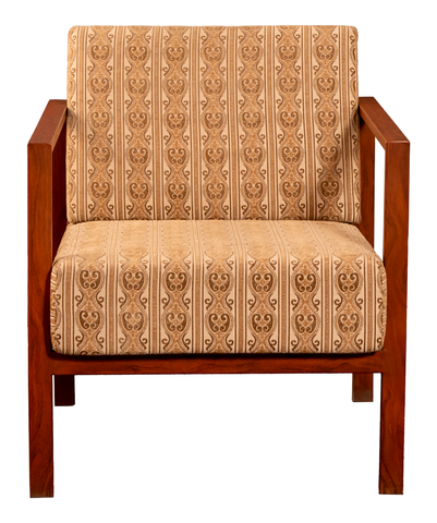 Modern Minimalist Armchair – Sleek Wooden Frame with Plush Cushions