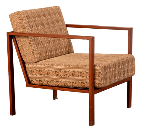 Modern Minimalist Armchair – Sleek Wooden Frame with Plush Cushions