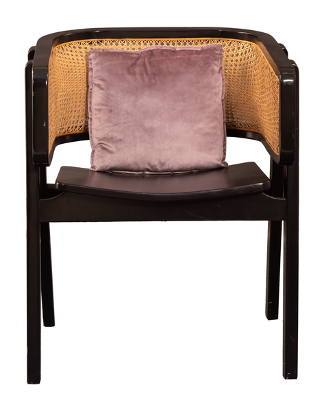 Modern Cane Lounge Chair – Black Shisham Wood with Handwoven Backrest