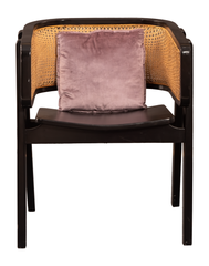 Modern Cane Lounge Chair – Black Shisham Wood with Handwoven Backrest