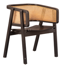 Modern Cane Lounge Chair – Black Shisham Wood with Handwoven Backrest
