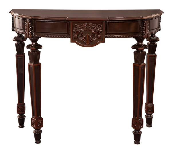 Ornate Demilune Console Table with Carved Legs