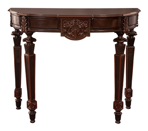 Ornate Demilune Console Table with Carved Legs