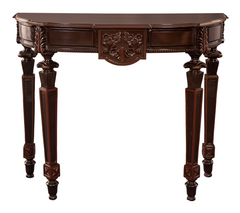 Ornate Demilune Console Table with Carved Legs