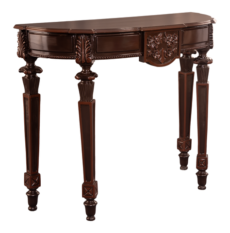 Ornate Demilune Console Table with Carved Legs