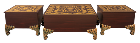 Imperial Glass-Top Table Set – Center Table & Two Side Tables in Brown Matte Finish