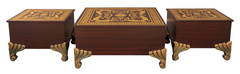 Imperial Glass-Top Table Set – Center Table & Two Side Tables in Brown Matte Finish