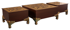 Imperial Glass-Top Table Set – Center Table & Two Side Tables in Brown Matte Finish
