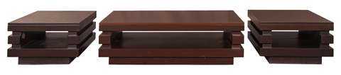 Contemporary Wooden Table Set – Center & Side Tables with Layered Frame Design