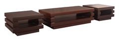 Contemporary Wooden Table Set – Center & Side Tables with Layered Frame Design