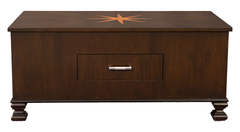 Star Inlay Wooden Center Table – Glass Top & Storage Drawer