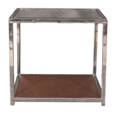 Modern Glass-Top Coffee Table Set – Center Table & Two Side Tables in Silver Finish